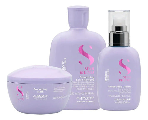 Pack Alfaparf Smooth Shampoo 250ml, Máscara 200ml Y Fluido All In One 125ml Para Cabellos Rebeldes