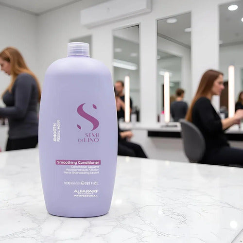 Pack Alfaparf Smooth Xl Shampoo 1000ml, Acondicionador 1000ml, Fluido Y Máscara 200ml Para Cabellos Rebeldes