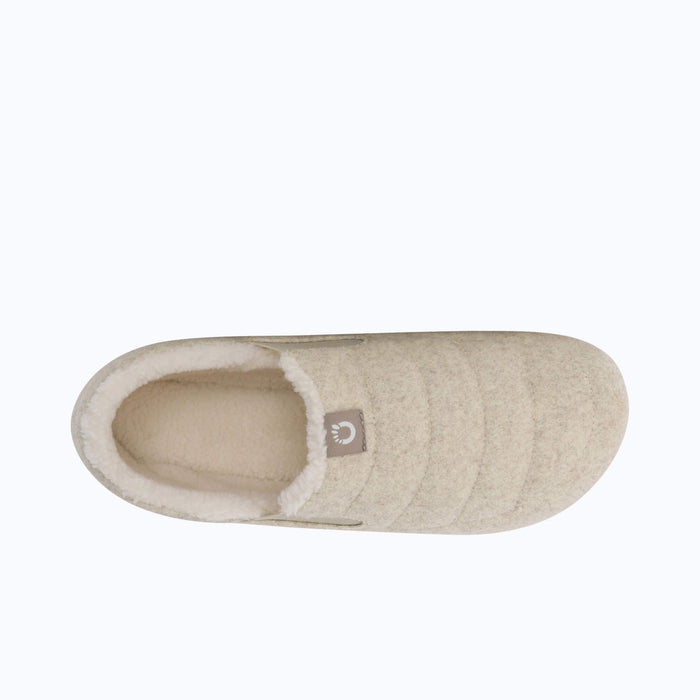 Top View of Xero Shoes Pagosa Cozy Men Slipper in Cream with Toe Facing Right