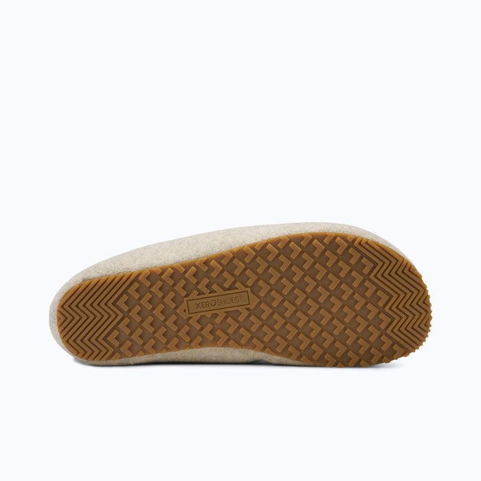 Xero Shoes Pagosa Cozy Women Slipper Outsole in Brown with Toe Facing Right