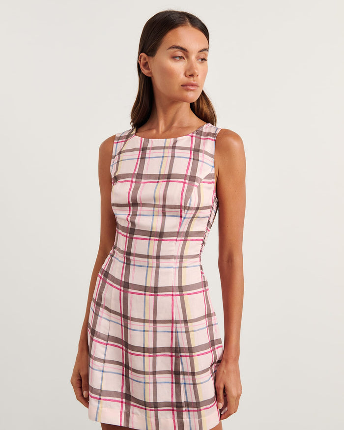 JAG painterly mini dress check