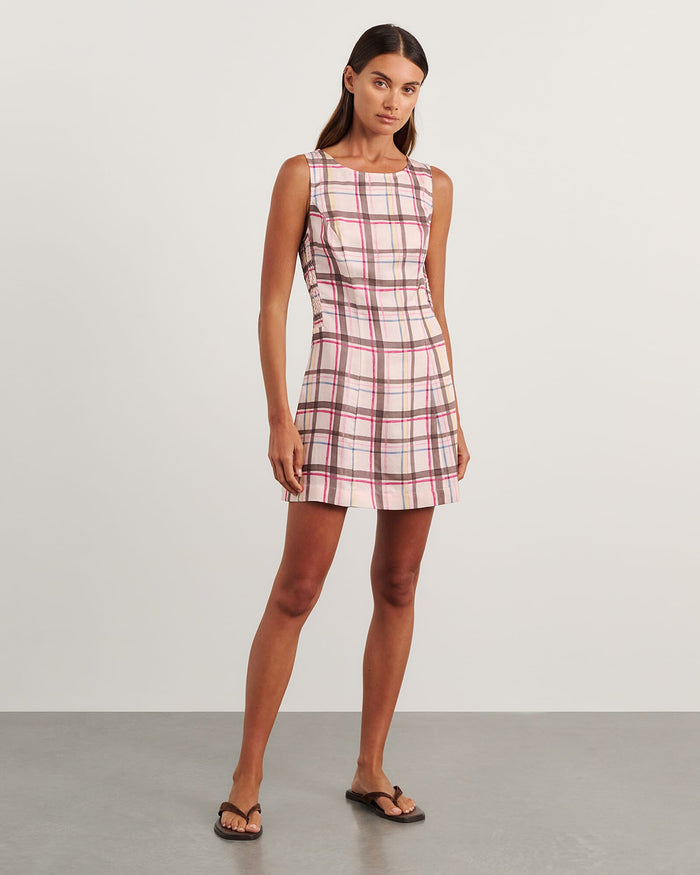 JAG painterly mini dress check