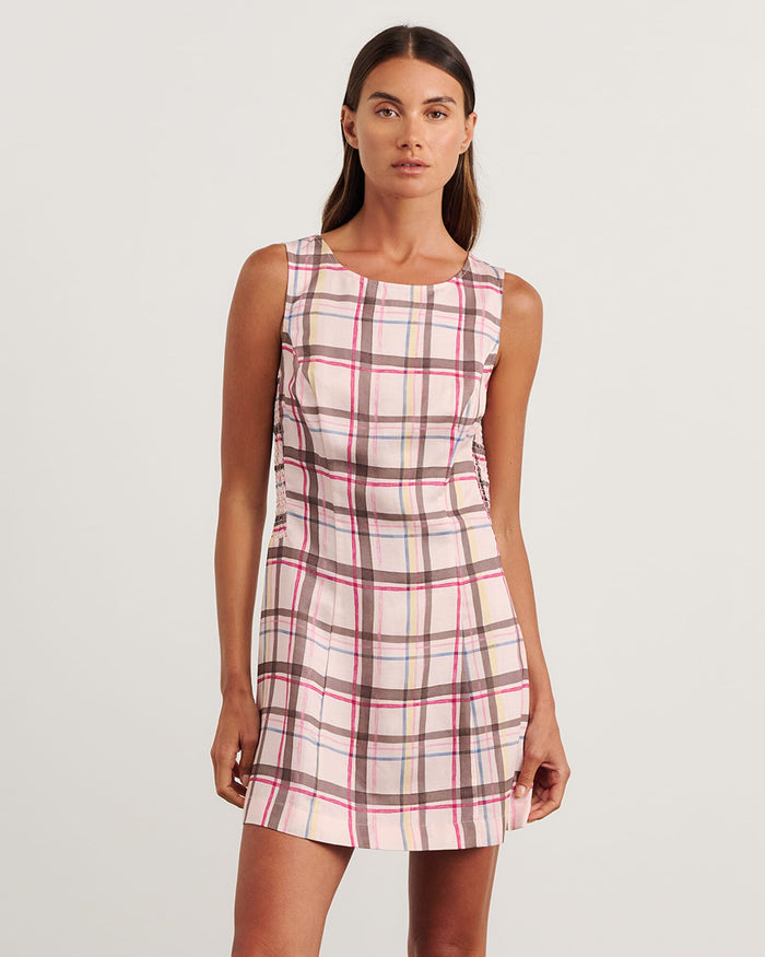 JAG painterly mini dress check