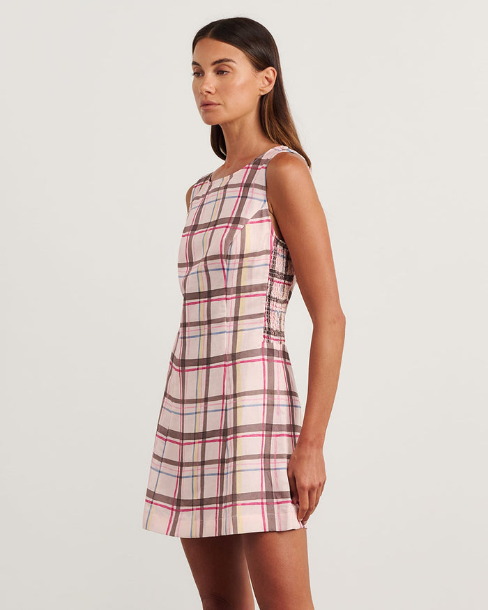 JAG painterly mini dress check