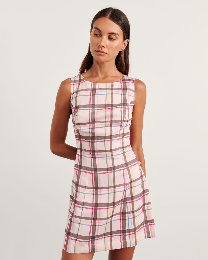 JAG painterly mini dress check