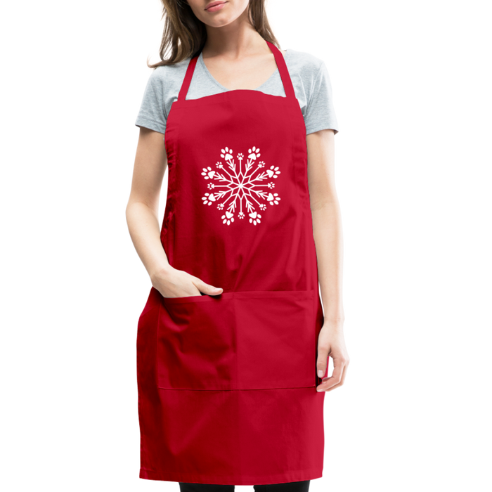 Paw Snowflake Adjustable Apron - red