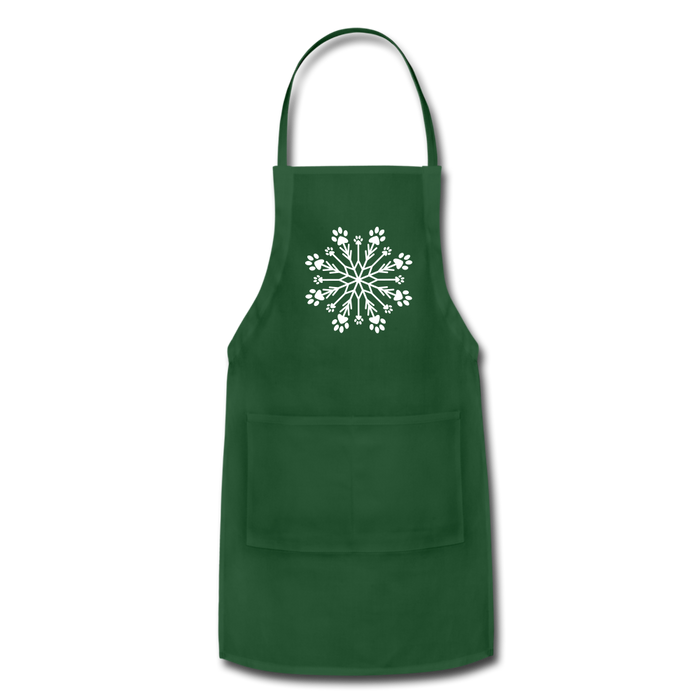 Paw Snowflake Adjustable Apron - forest green