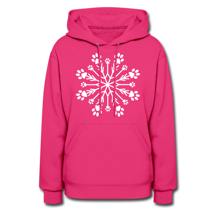 Paw Snowflake Contoured Hoodie - fuchsia