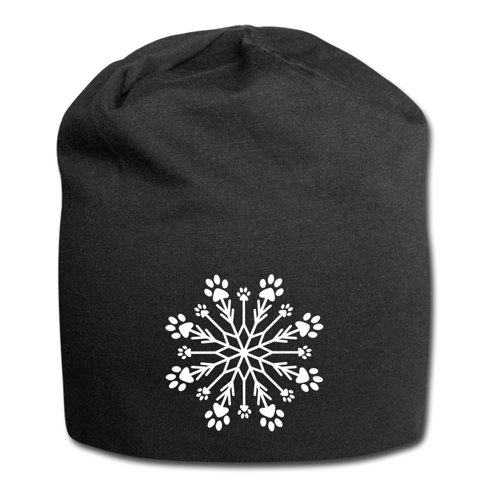 Paw Snowflake Jersey Beanie - black