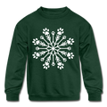 Paw Snowflake Kids' Crewneck Sweatshirt - forest green