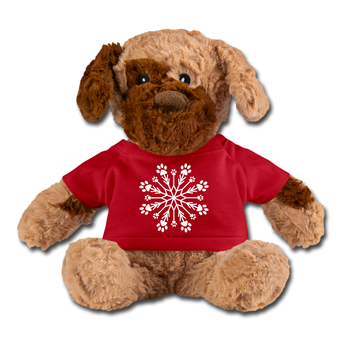 Paw Snowflake Plush Dog - red