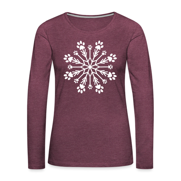 Paw Snowflake Premium Long Sleeve T-Shirt - heather burgundy
