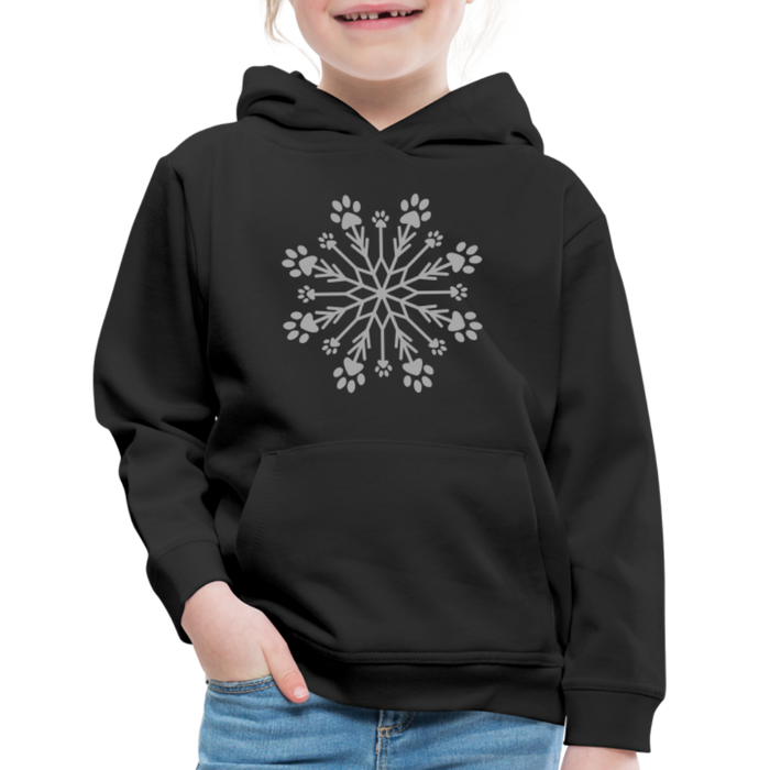 Paw Snowflake Sparkle Print Kids‘ Premium Hoodie - black