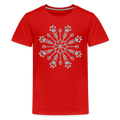 Paw Snowflake Sparkle Print Kids' Premium T-Shirt - red