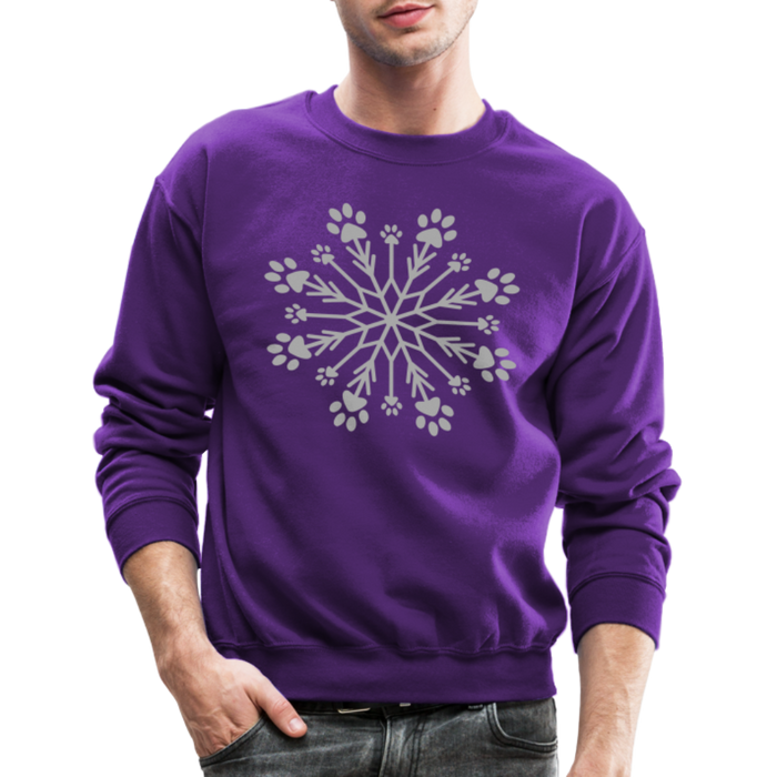 Paw Snowflake Sparkle Print Sweatshirt - purple