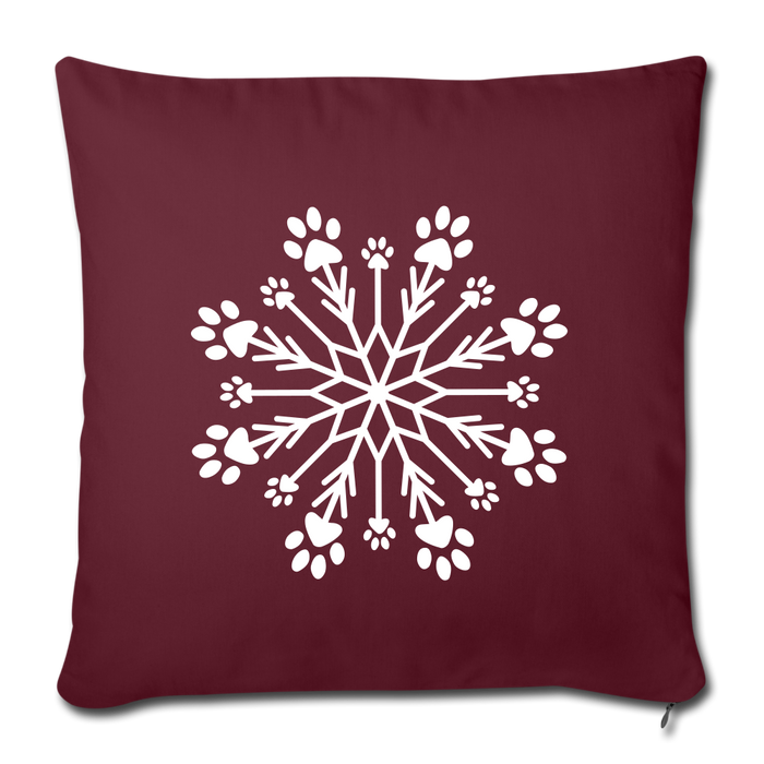 Paw Snowflake Throw Pillow Cover 18” x 18” - burgundy