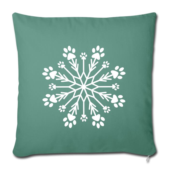 Paw Snowflake Throw Pillow Cover 18” x 18” - cypress green