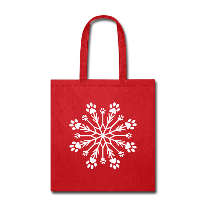 Paw Snowflake Tote Bag - red
