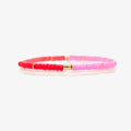 Pink and Red Vinyl Disc Bead Stretch Bracelet Set