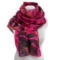 Pink Magenta Eco Print Silk Scarf Black Walnut | Engayla