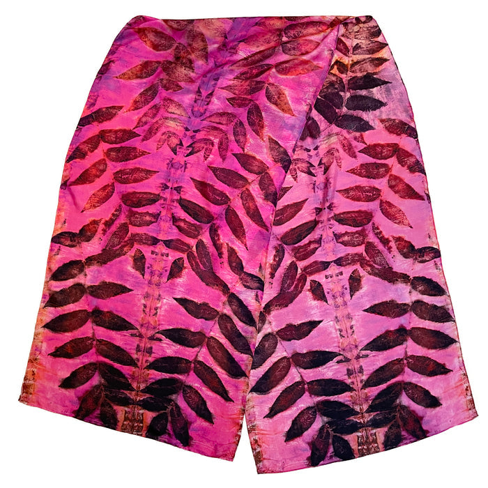 Pink Magenta Eco Print Silk Scarf Black Walnut | Engayla