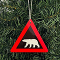 Polar bear crossing sign ornament