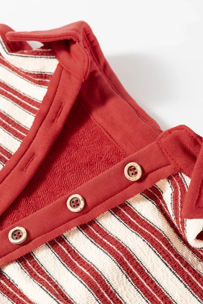 Red V Neck Striped Rugby Top - Posh West Boutique