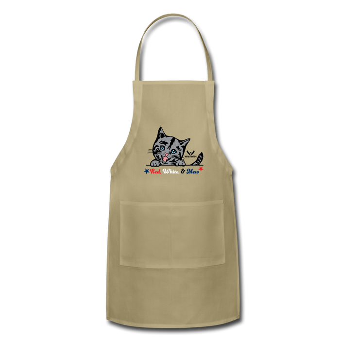 Red White & Mew Adjustable Apron - khaki