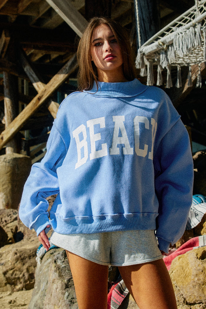 Reversible Mock Neck Sweatshirt -Beach & Lake