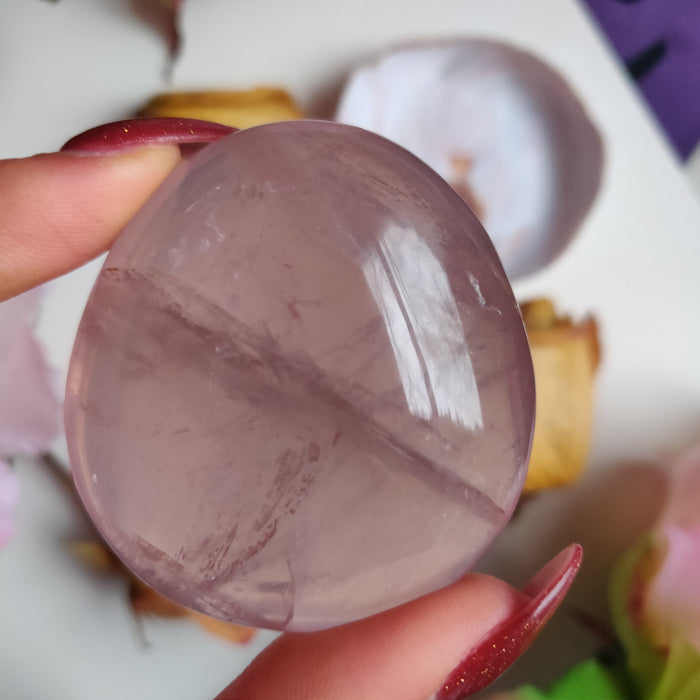 Rose Quartz Palm Stone (#1)