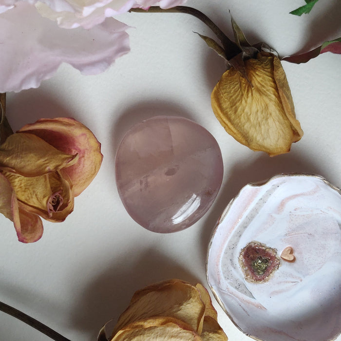 Rose Quartz Palm Stone (#1)