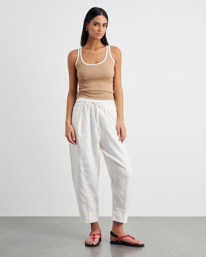 JAG sabine linen pull on pant white
