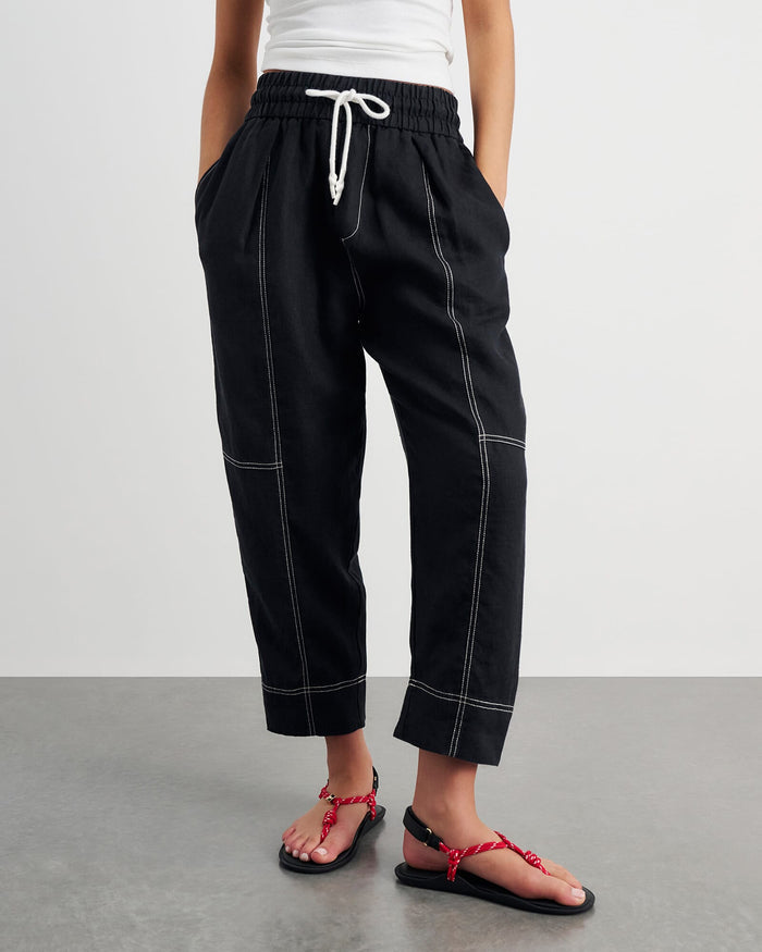 JAG sabine linen pull on pant black