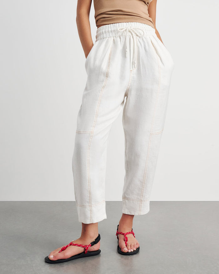 JAG sabine linen pull on pant white