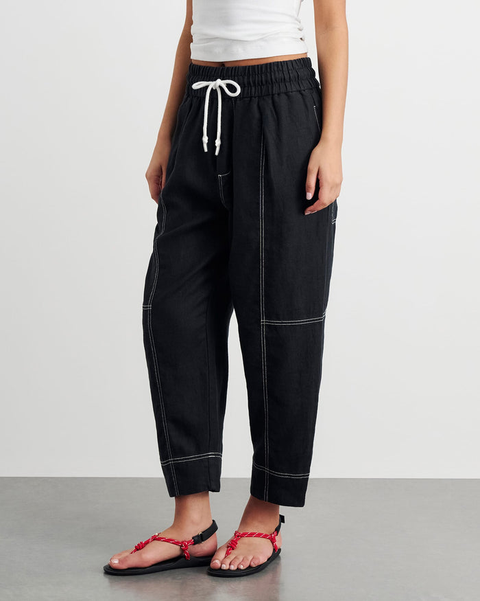 JAG sabine linen pull on pant black