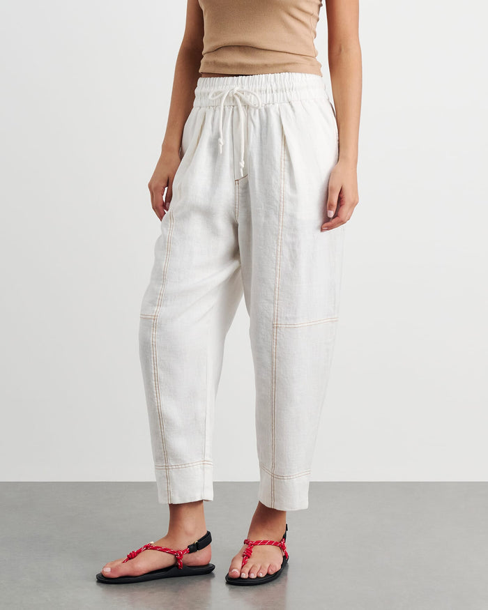 JAG sabine linen pull on pant white