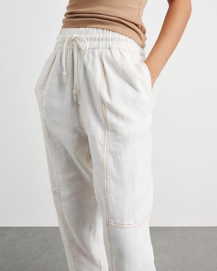 JAG sabine linen pull on pant white
