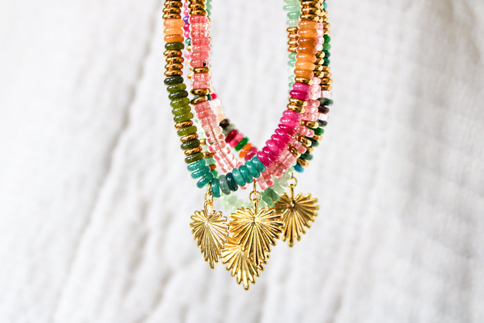 Sacred Heart Sunburst Beaded Necklace