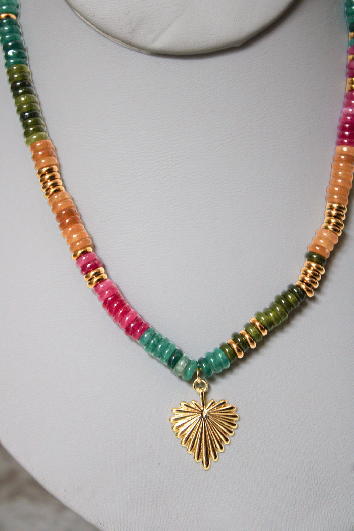 Sacred Heart Sunburst Beaded Necklace