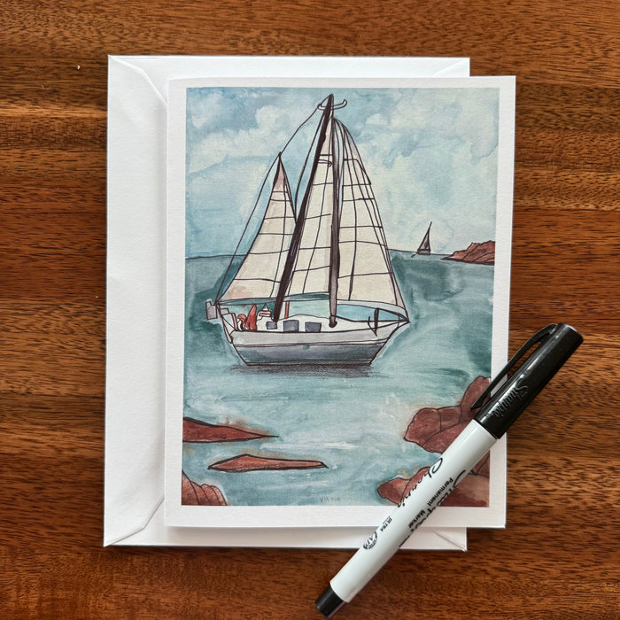 Sailboats - Greeting cards set of 8 cards - Vichy's Art
