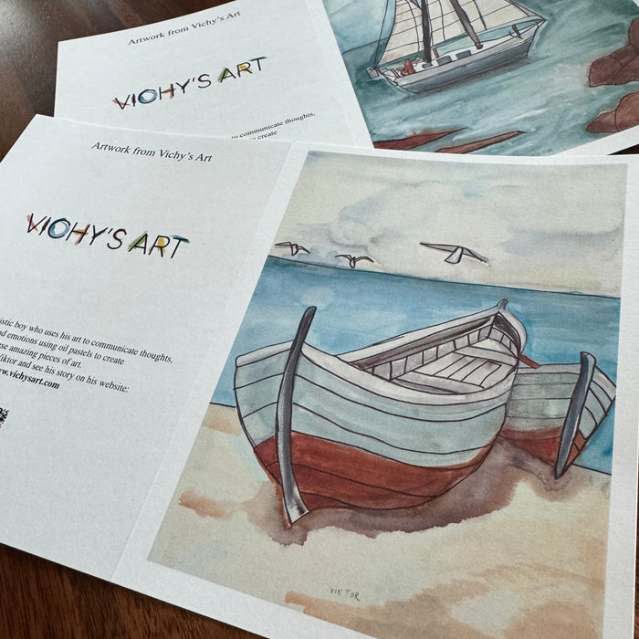 Sailboats - Greeting cards set of 8 cards - Vichy's Art