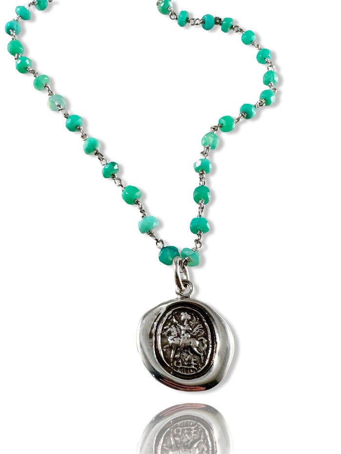 Saint George Sterling Gemstone Wrap Necklace SM3