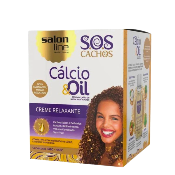 Salon Line S.O.S Cachos Cálcio & Oil Relaxing Cream | Curl Relaxer 3ABC–4ABC