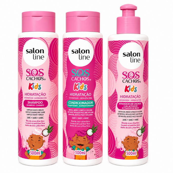 Salon Line S.O.S Cachos Kids Hydration Kit 3pcs (Shampoo + Conditioner + Curl Activator) 300ml