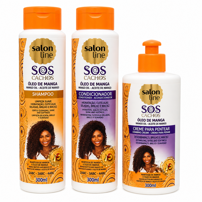 Salon Line S.O.S Cachos Mango Oil Hair Care Bundle 3 Piece Set 300ml
