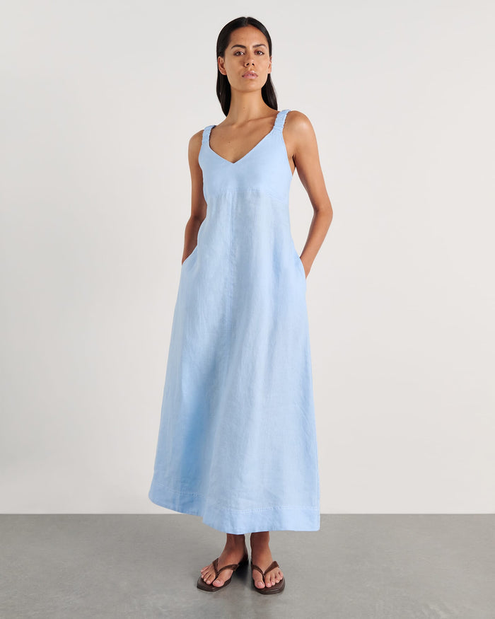 Sara Linen Midi Dress
