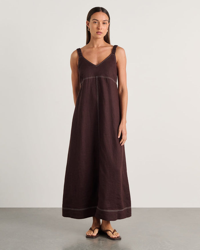 Sara Linen Midi Dress