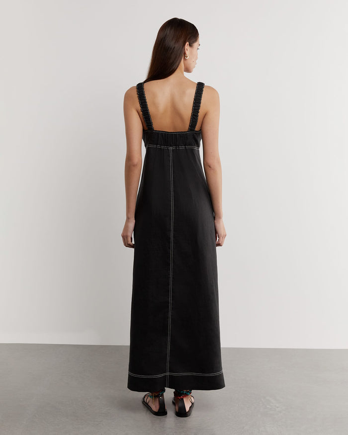 JAG sara linen midi dress black