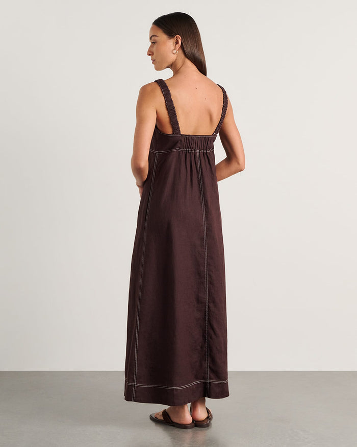 Sara Linen Midi Dress