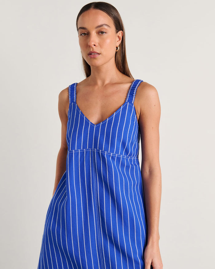 JAG sara stripe dress cobaltwhite